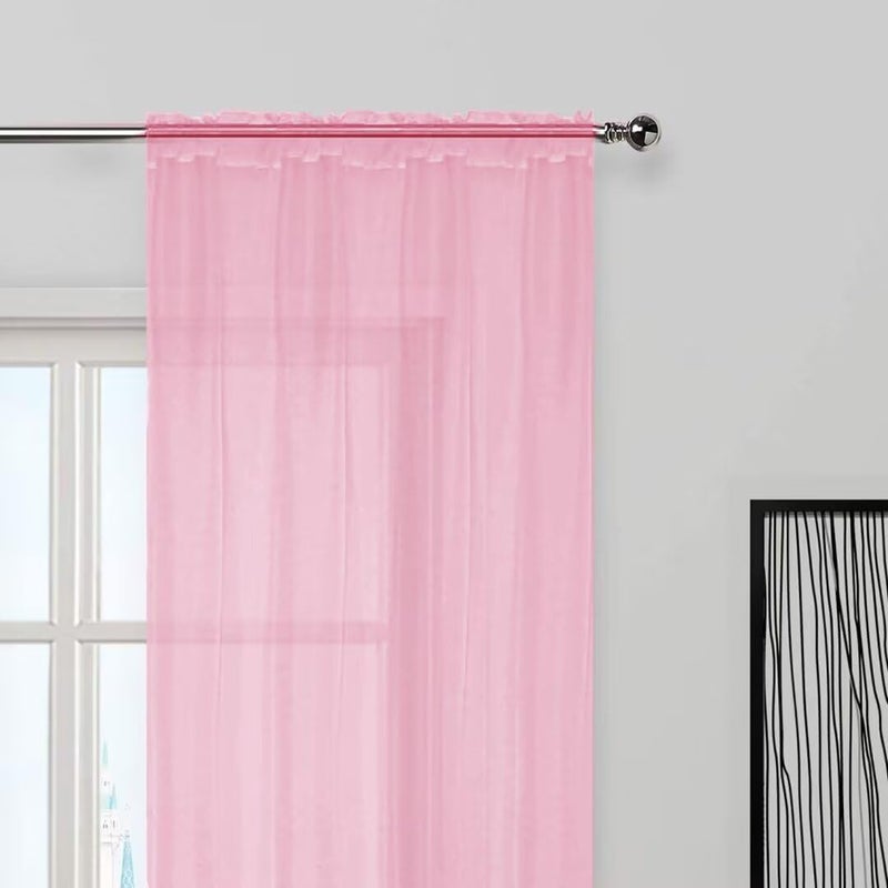 SpaceDresser Sheer Voile Window Treatment Rod Pocket Curtain Panels for Kitchen Bedroom Living Room Drapes Sunlight Filtering Privacy Semi Home Decor Assorted (Light Pink, 52 W x 84 L) - Image 4