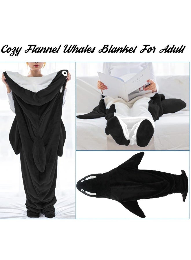 Wearable Whales Blanket, Wearable Shark Blanket Hoodie, Whale Blanket for Adult Kids, Super Soft Cozy Flannel Wearable Blanket Hoodie, for Girls Interesting Blanket Gifts, L  - Image 2