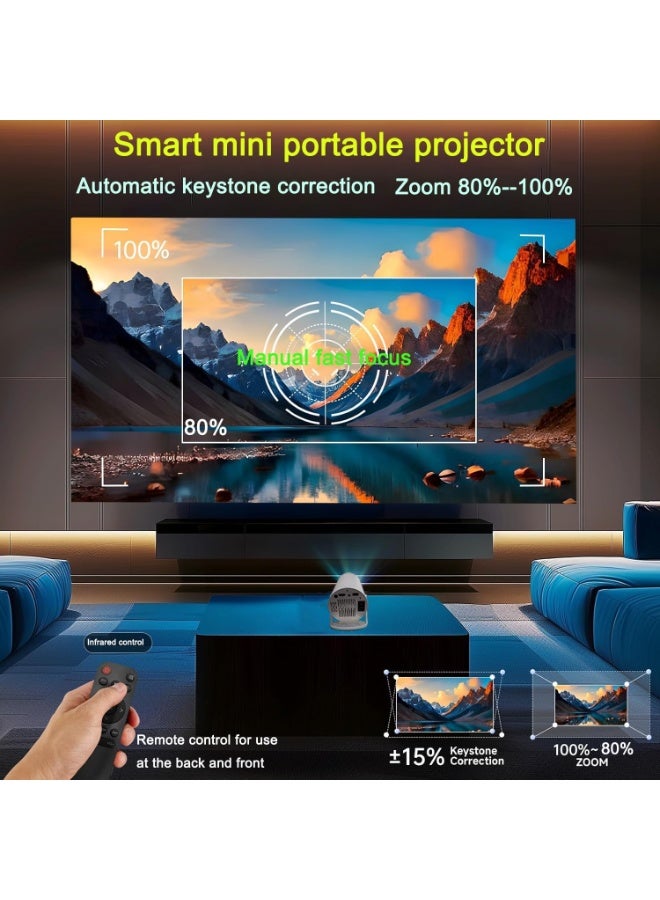 Touch HY300 Mini Portable Projector with WIFI6, Bluetooth, 4K 1080P Support, 180° Rotatable, Auto Keystone , 1GB ram,8GB Rom - Image 3