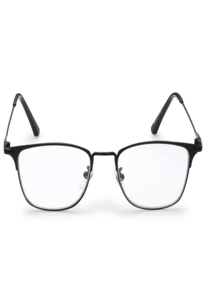 AEC Focus4 Progressive Unisex Reading Glasses | Full Rim Rectangular Metal Frame | Anti-Blue Light Multifocal Eyewear | Includes Hard Case & Cleaning Cloth (Black, +3.00) - Image 4