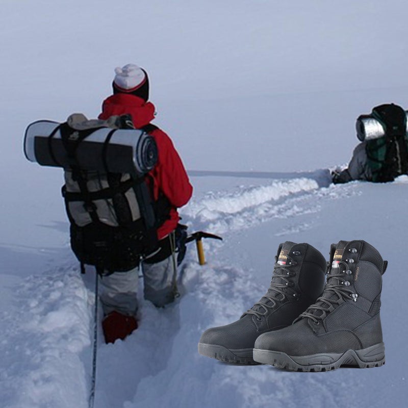 R RUNFUN Men's Waterproof Military Tactical Boots Lightweight Work Boot Insulated Hunting Boots, 8 Inches Lace-up Outdoor Boots, 400g Thinsulate(RF2301Black,Size10) - Image 3
