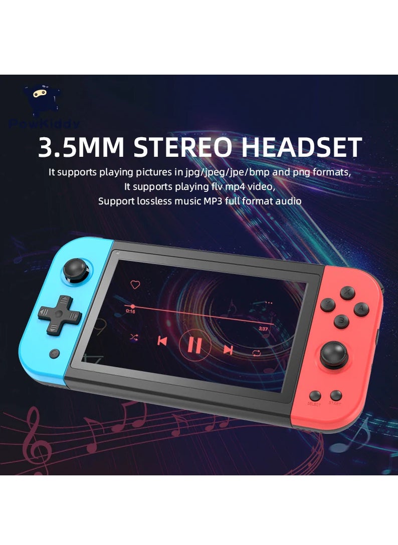 Powkiddy - X51 Handheld Game Console Retro Video Game Console Built-in 5700 Games, 5-inch Linux Open Source Game Console Portable Gaming Console for Gameboy 64G (Reddish-blue) - Image 1