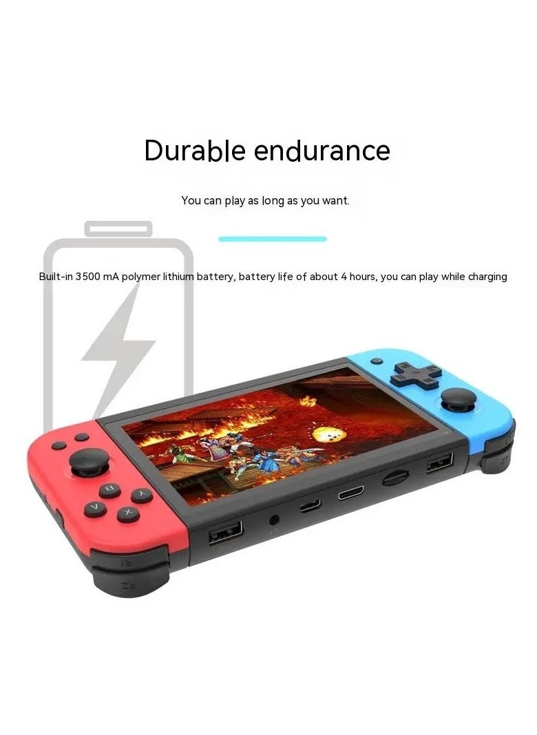 Powkiddy - X51 Handheld Game Console Retro Video Game Console Built-in 5700 Games, 5-inch Linux Open Source Game Console Portable Gaming Console for Gameboy 64G (Reddish-blue) - Image 1