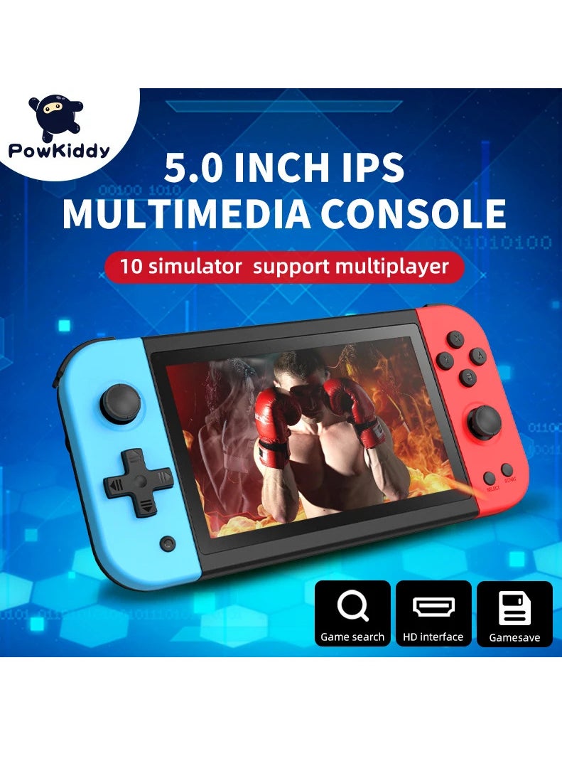 Powkiddy - X51 Handheld Game Console Retro Video Game Console Built-in 5700 Games, 5-inch Linux Open Source Game Console Portable Gaming Console for Gameboy 64G (Reddish-blue) - Image 1