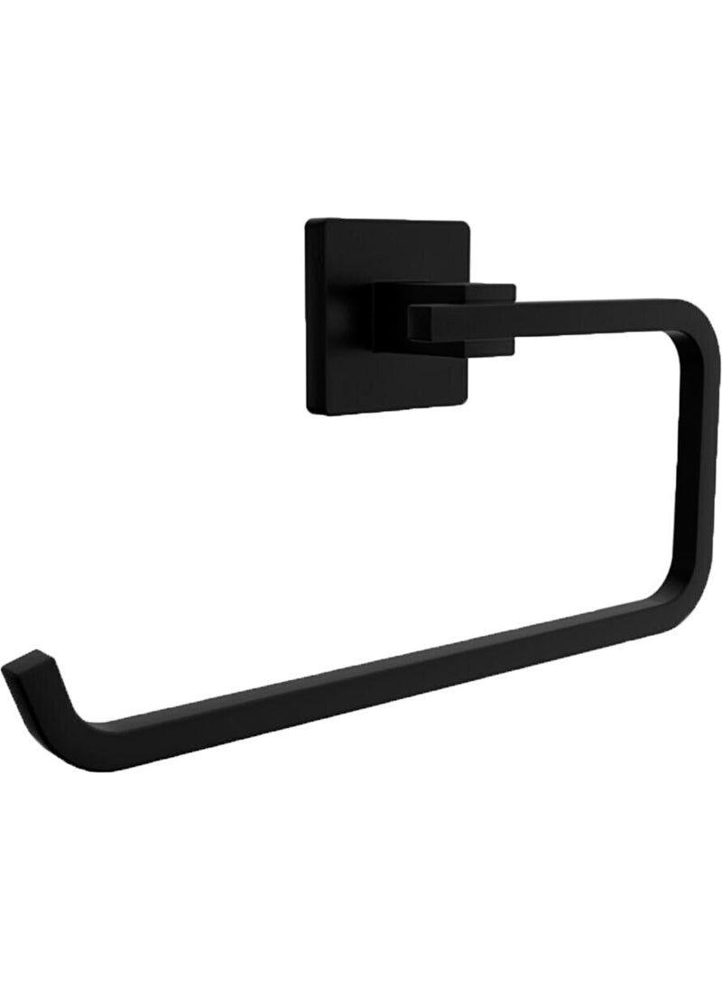 Fndhome - Black Square Coverless Toilet Paper Holder, 2 Bathrobe Hangers, Solo Towel Holder, Toothbrush Holder 6 Piece Set - Image 1