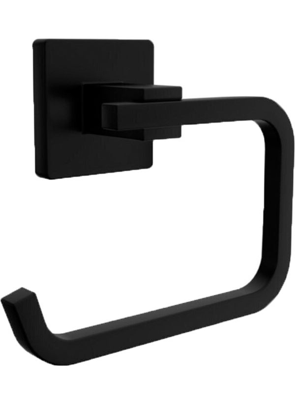 Fndhome - Black Square Coverless Toilet Paper Holder, 2 Bathrobe Hangers, Solo Towel Holder, Toothbrush Holder 6 Piece Set - Image 1