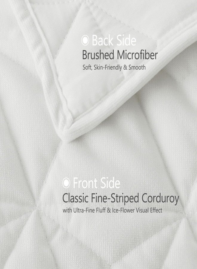 DAWNDIOR Corduroy Quilt Set Oversized King 112"x106", Lightweight All-Season Quilt with 2 Pillow Shams, Soft Fine-Striped Quilted Bed Cover, Cream White - Image 3