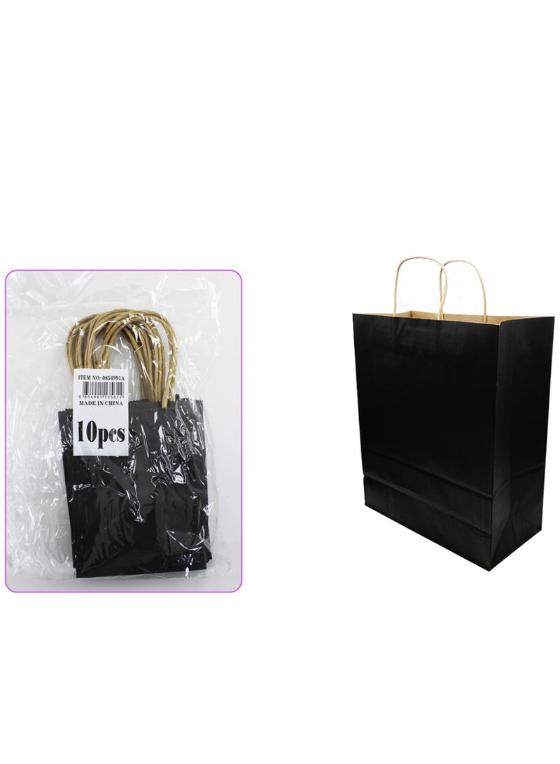 PARTY FUN Paper Gift Bag 10Pcs Pkt 12x6x15Cm Black Color  - Image 3