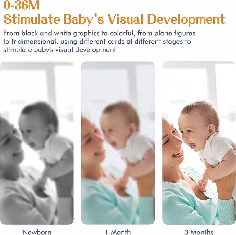 SpriteGru 50 Pages Visual Stimulation Flashcards, 25 PCS Black and White Baby Visual Stimulus Cards Sensory Developmental Black White Card Set for Newborn Baby 0-3 Months (5.5” X 5.5”) - Image 4