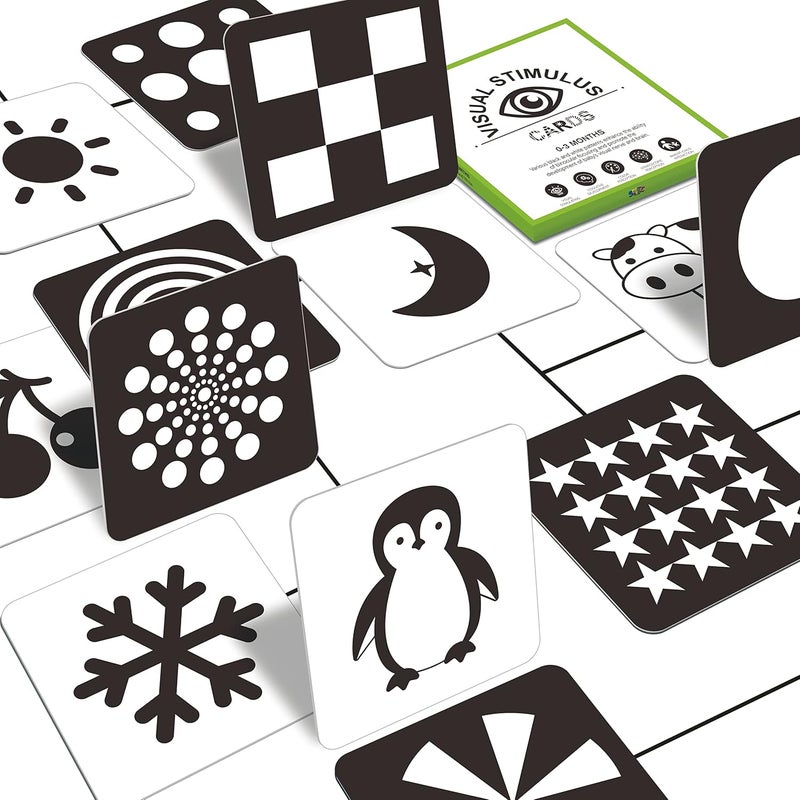 SpriteGru 50 Pages Visual Stimulation Flashcards, 25 PCS Black and White Baby Visual Stimulus Cards Sensory Developmental Black White Card Set for Newborn Baby 0-3 Months (5.5” X 5.5”) - Image 1