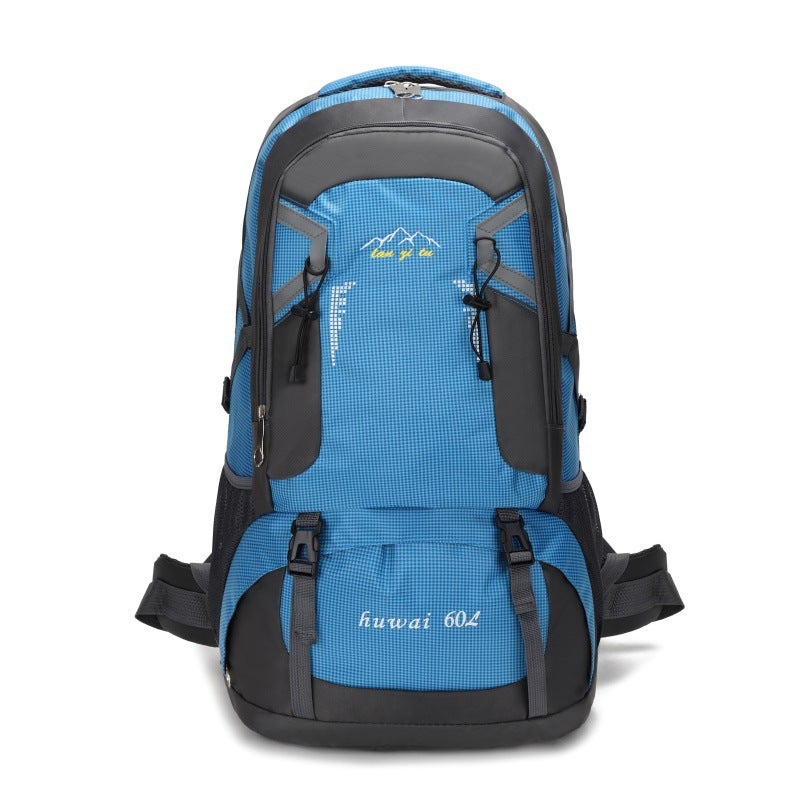 Generic 60L Large Capacity Outdoor Mountaineering Bag Water-repellent Nylon Travel Bag Couples Shoulder Leisure Sports Travel Backpack Blue 