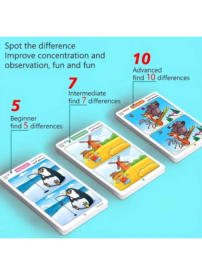 Spot The Difference Brain Teaser Cards 3 Difficulty Levels Reusable Erasable Observation Memory Training - Image 5