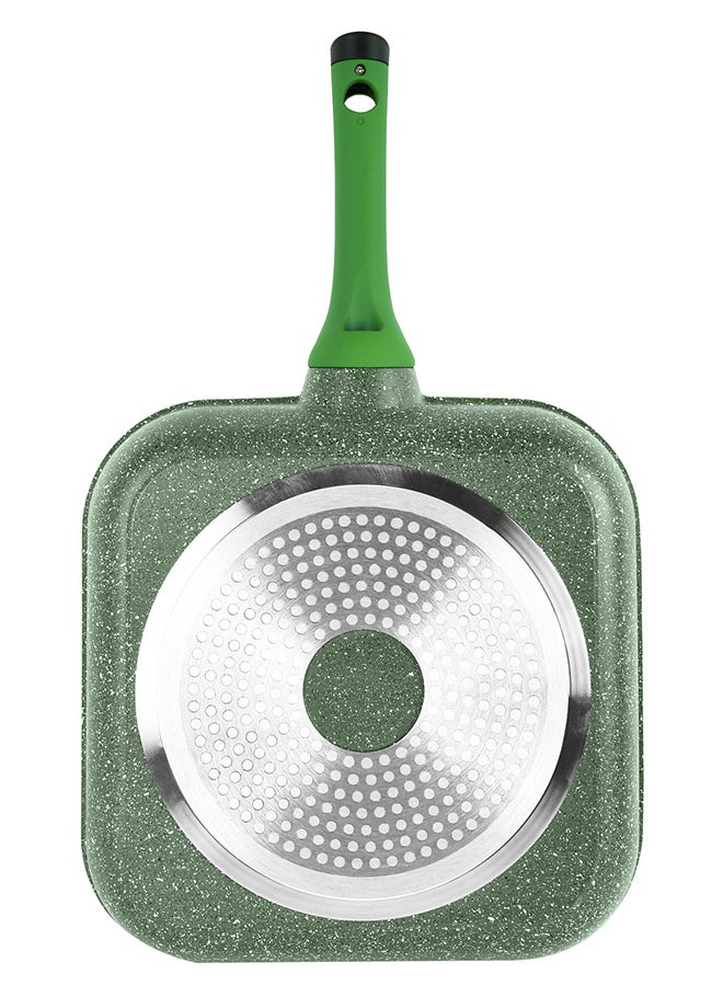 Prestige Granite Non-Stick Aluminium Square Grill Pan Green 28cm - Image 2