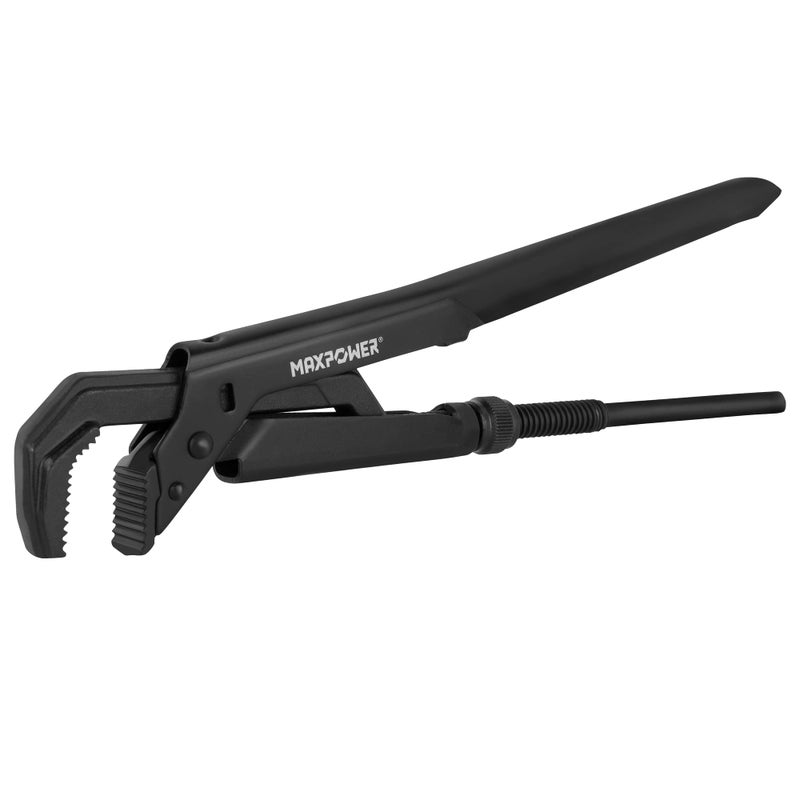 MAXPOWER Swedish Pipe Wrench 12 Inches Adjustable Swedish Pipe Spanner Plumbers Spanner Stilsons with 90Angled Jaw MAX Opening Capacity 15