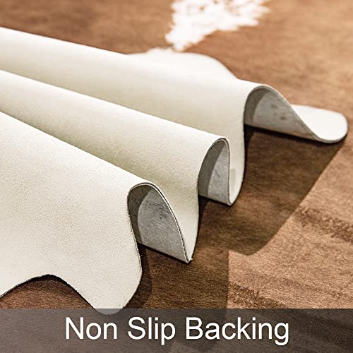 AROGAN Premium Faux Cowhide Rug 4.6 x 5.2 Feet, Sturdy and Large Size Cow Print Rugs, Suitable for Bedroom Living Room Western Decor, Faux Fur Animal Cow Hide Carpet, Brown - Image 4