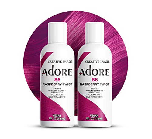 Adore Semi Permanent Hair Color Vegan and CrueltyFree Red Hair Dye 4 Fl Oz 086 Raspberry Twist Pack of 2