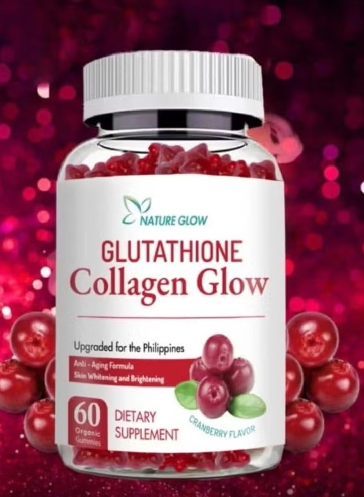 NATURE GLOW Collagen Glow with Glutathione – 60 Cranberry Gummies for ...