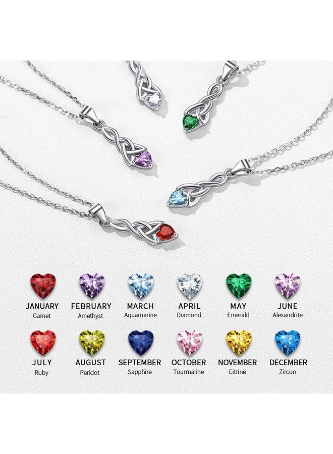 ChicSilver 925 Sterling Silver Triquetra Necklace For Women Purple Amethyst February Birthstone Heart Celtic Knot Pendant Necklace 18 Inch Chain - Image 3