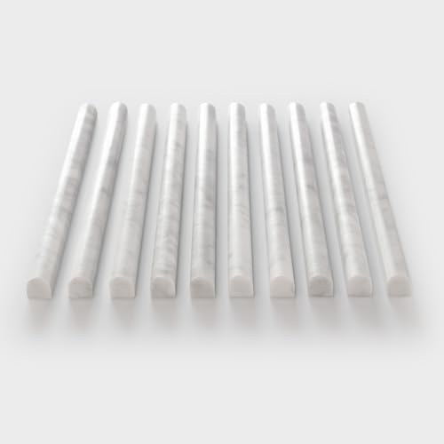 sunwings 10-Pack Carrara White Marble Pencil Liner Tile Trim, 3/4''x12 Honed Natural Stone Bullnose Tile Edge Trim Molding for Kitchen Bathroom Shower Backsplash Wall - Image 5