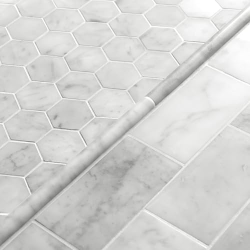 sunwings 10-Pack Carrara White Marble Pencil Liner Tile Trim, 3/4''x12 Honed Natural Stone Bullnose Tile Edge Trim Molding for Kitchen Bathroom Shower Backsplash Wall - Image 3