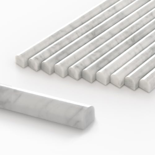 sunwings 10-Pack Carrara White Marble Pencil Liner Tile Trim, 3/4''x12 Honed Natural Stone Bullnose Tile Edge Trim Molding for Kitchen Bathroom Shower Backsplash Wall - Image 1