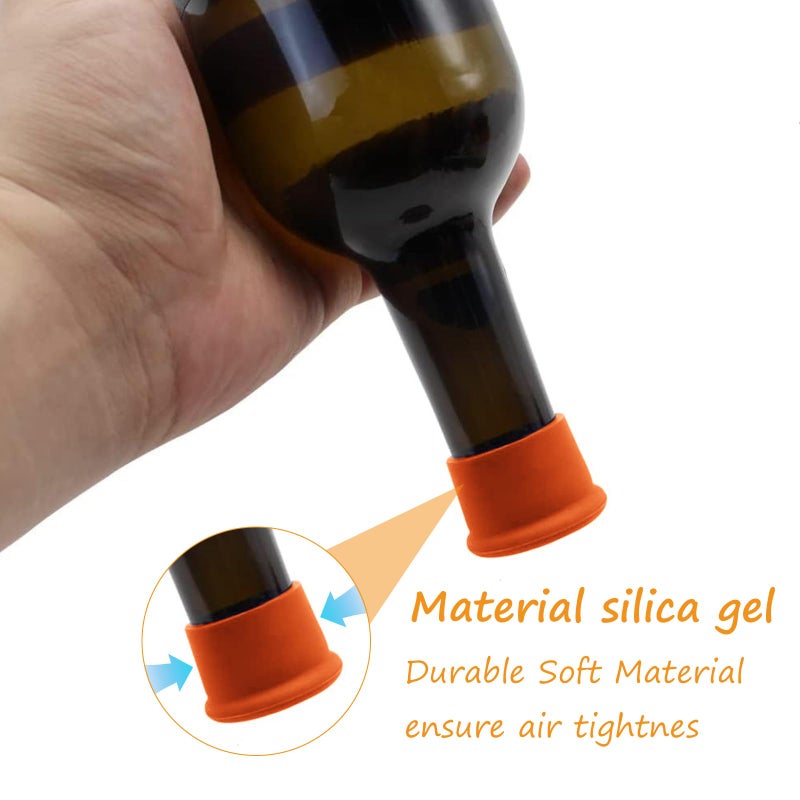 DXMWWTP 12 PCS Silicone Wine Stoppers, Reusable Silicone Wine Saver Sealer Stoppers Cover,Wine Bottle Caps Corks to Keep Wine Champagne Beverages Sparkling Beer Storage Fresh (6 colors) - Image 4