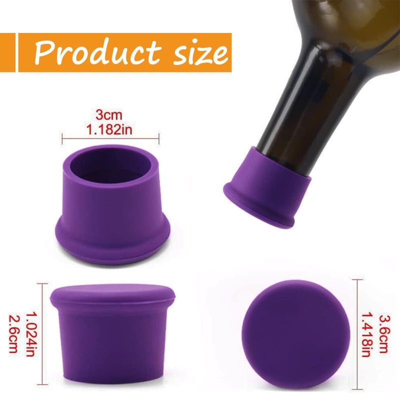 DXMWWTP 12 PCS Silicone Wine Stoppers, Reusable Silicone Wine Saver Sealer Stoppers Cover,Wine Bottle Caps Corks to Keep Wine Champagne Beverages Sparkling Beer Storage Fresh (6 colors) - Image 2