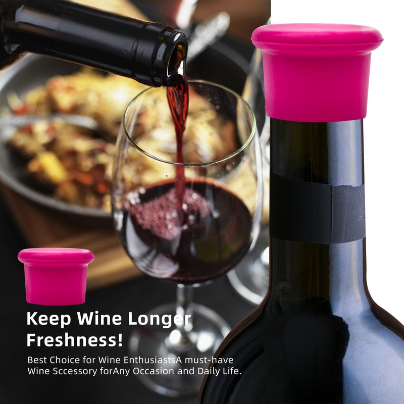DXMWWTP 12 PCS Silicone Wine Stoppers, Reusable Silicone Wine Saver Sealer Stoppers Cover,Wine Bottle Caps Corks to Keep Wine Champagne Beverages Sparkling Beer Storage Fresh (6 colors) - Image 3