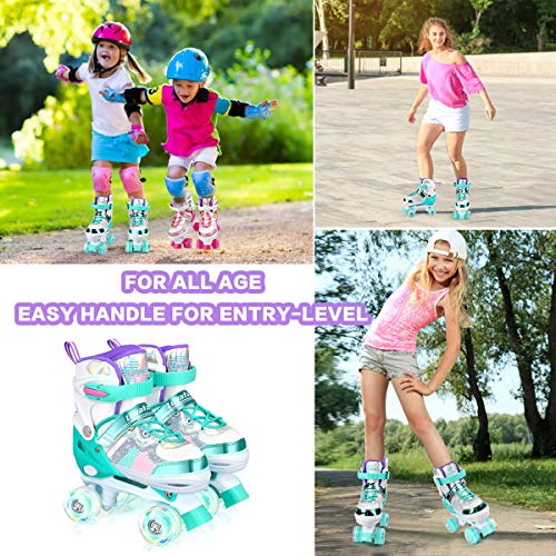 Luyata Roller Skates for Girls Boys Adjustable, 4 Size Ages 6-12 & 3-5, Kids Roller Skates with Light Up 8 Shining Wheels, 3 Color Shining for Toddlers Boys Girls Beginners - Image 5