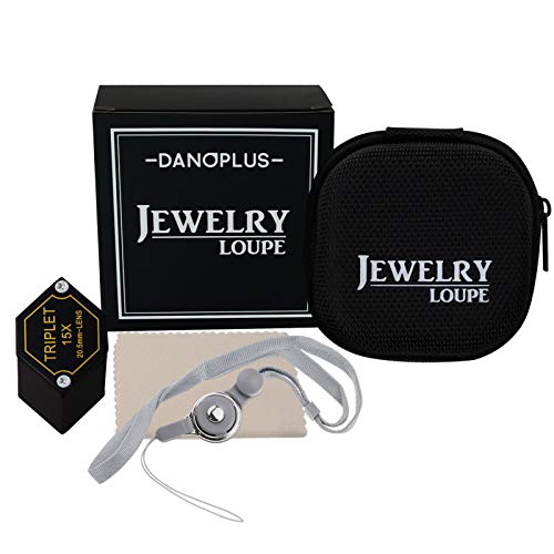 DANOPLUS 15x Magnifier Jewelry Loupe 20.5mm Triplet Lens Optical Glass Pocket Gem Magnifying Tool for Jeweler, Stamp Philatelist, Coin Numismatic, Achromatic Black Hexagonal Design Kit Set - Image 3