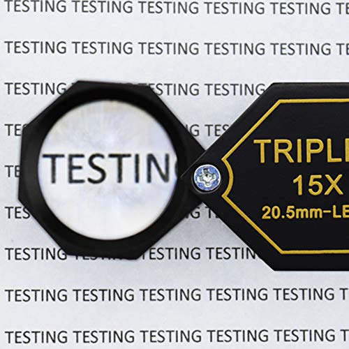 DANOPLUS 15x Magnifier Jewelry Loupe 20.5mm Triplet Lens Optical Glass Pocket Gem Magnifying Tool for Jeweler, Stamp Philatelist, Coin Numismatic, Achromatic Black Hexagonal Design Kit Set - Image 5