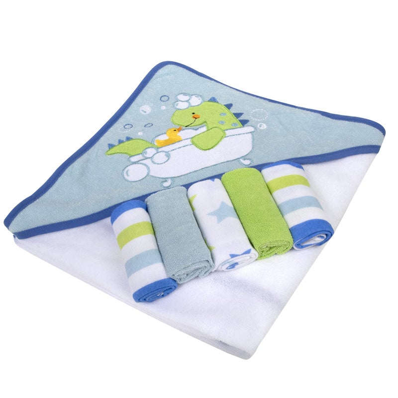 Baby Essentials Baby Hooded Towel and Washcloth Set for Infants, Boys and Girls 6-12 Months (Refreshed Rex) - Image 3