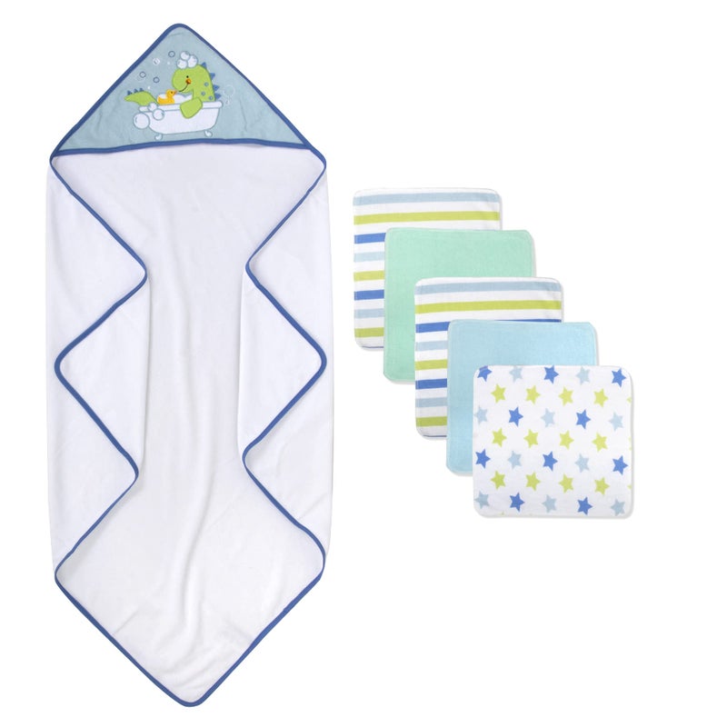 Baby Essentials Baby Hooded Towel and Washcloth Set for Infants, Boys and Girls 6-12 Months (Refreshed Rex) - Image 4