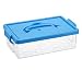 BTSKY 1Pack Clear Plastic Storage Box with Lid 9x55x28 Stackable Organizer Featuring EasyLift Dolphin Design MultiUse Portable Container for Craft Office SpaceSaving SecureClasp Blue - Image 2