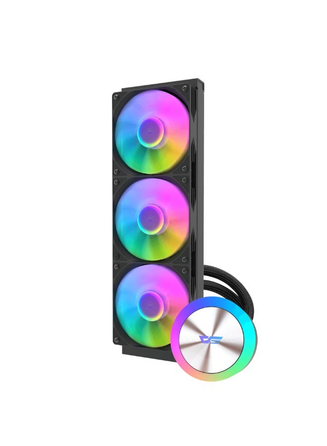 DarkFlash DG360 360mm ARGB Liquid CPU Cooler – 3×120mm PWM Fans, Hydro Bearing Pump 600–3000RPM, 81.5CFM Airflow, Copper Cold Plate, Intel & AMD Compatible, Daisy Chain Fans, High TDP 315W | Black - Image 3