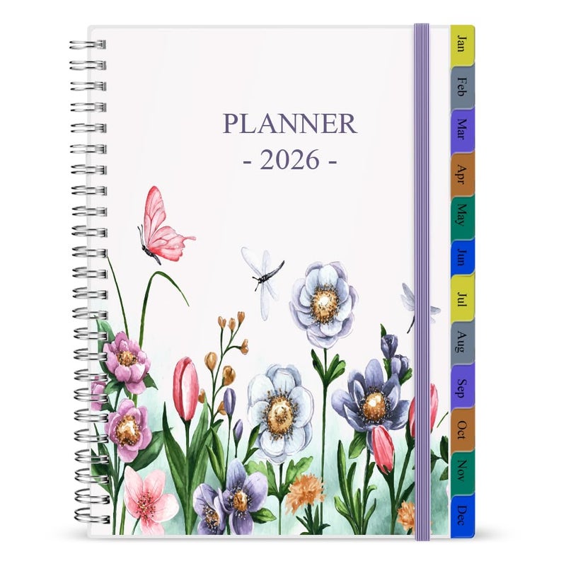 Nokingo 2026 Planner - Weekly & Monthly Planner Runs Jan 2026 to Dec 2026, 6.25" x 8.25", 12 Monthly Tabs, 14 Notes Pages, Inner Pocket, Flexible Cover with Twin-Wire Binding, Planners 2026 (Purple, 6.25" x 8.25") - Image 1
