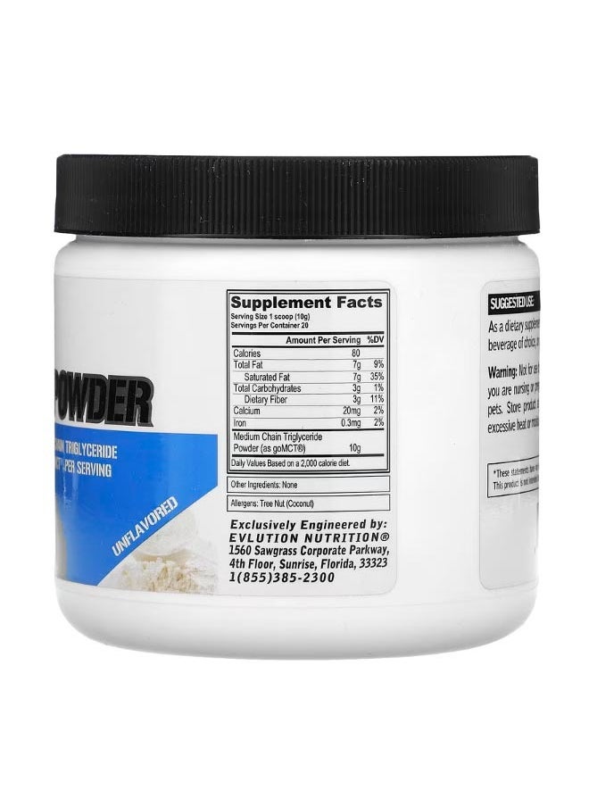 EVLUTION NUTRITION MCT Powder Unflavored 7.1 oz 200 g  - Image 2