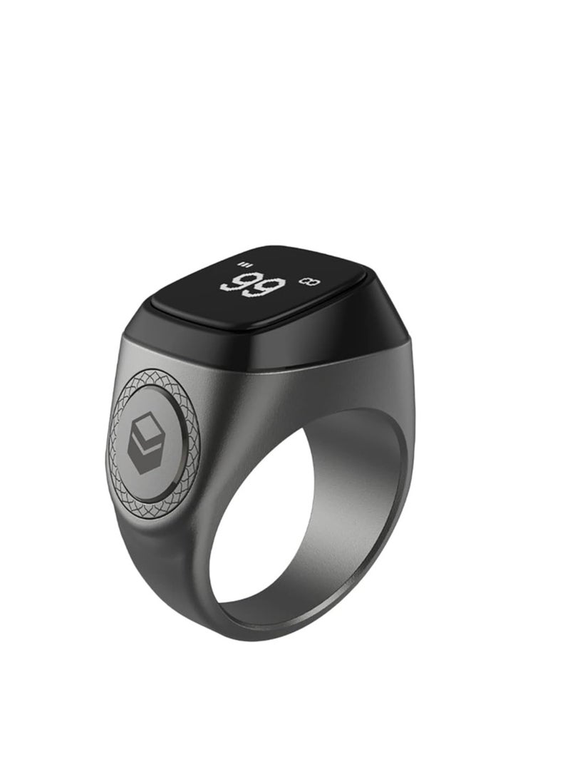 iQIBLA Smart Tasbih Zikr Aluminium Ring - Black - 18mm - Image 1