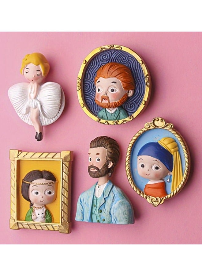 هومستر [5 قطع مغنطيس] 5 قطع مغنطيس مصنوع من فن الراتنج بورتريه ثلاجة مغنطيس مصنوع من ثلاجة بلاستيكية مزخرفة مستديرة مغنطيس مخصص لإكسسوارات المطبخ، أشخاص مصغرين ظريفين وتصميمات الوجه - Image 1