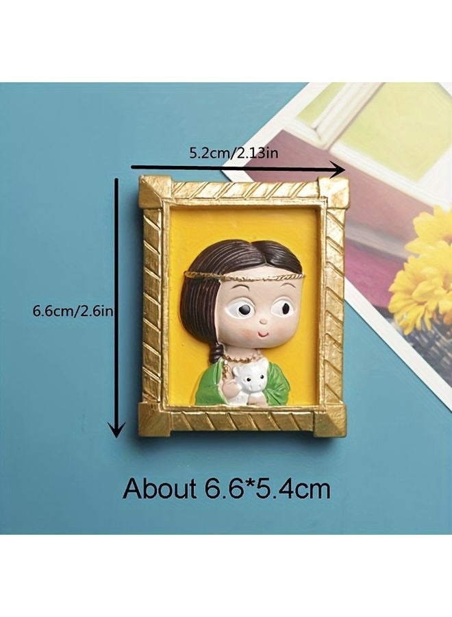 هومستر [5 قطع مغنطيس] 5 قطع مغنطيس مصنوع من فن الراتنج بورتريه ثلاجة مغنطيس مصنوع من ثلاجة بلاستيكية مزخرفة مستديرة مغنطيس مخصص لإكسسوارات المطبخ، أشخاص مصغرين ظريفين وتصميمات الوجه - Image 2