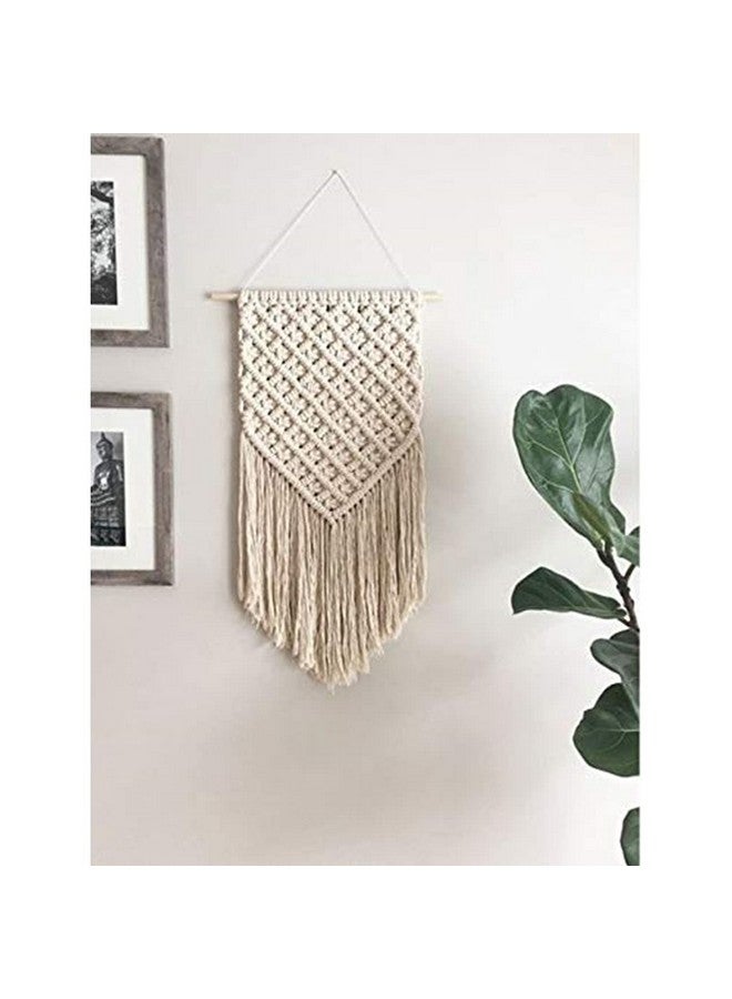 ecofynd Cotton Boho Bohemian Nordic Woven Wall Hanging Tapestry Hippie Beautiful Geometric Art (W006, Beige, Medium, Abstract) - Image 1