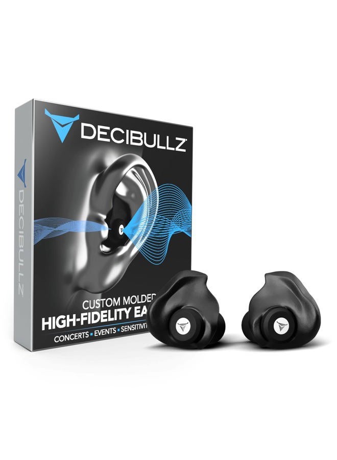 Decibullz – Custom Moulded High-Fidelity (Hi-Fi) Earplug Filters for Concerts and Events (Black) - Image 1
