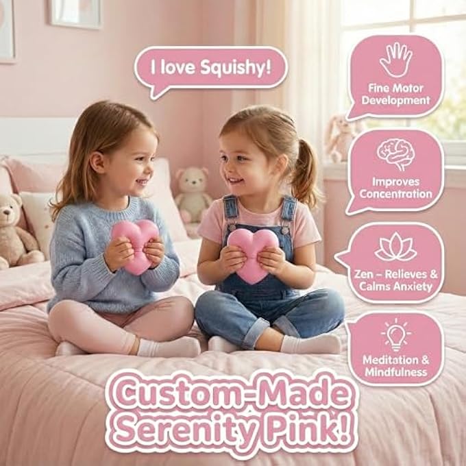SOTI Valentine's Day Gift for Girls, Squishy Toys Pink Heart Slow-Rising Stress Relief Fidget Sensory Toy for Focus & Calming, Fine Motor Skills, Autism & ADHD Support - Image 4