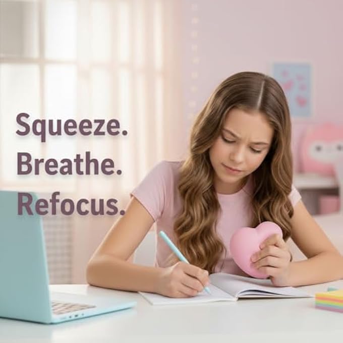 SOTI Valentine's Day Gift for Girls, Squishy Toys Pink Heart Slow-Rising Stress Relief Fidget Sensory Toy for Focus & Calming, Fine Motor Skills, Autism & ADHD Support - Image 3