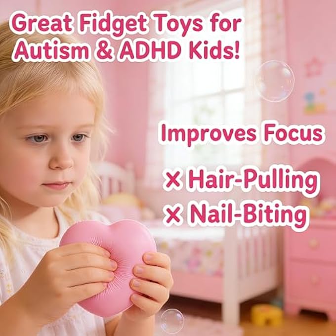 SOTI Valentine's Day Gift for Girls, Squishy Toys Pink Heart Slow-Rising Stress Relief Fidget Sensory Toy for Focus & Calming, Fine Motor Skills, Autism & ADHD Support - Image 5
