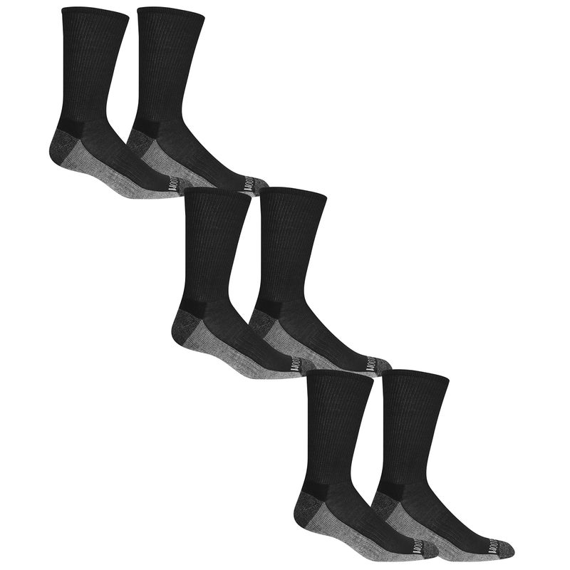 Fruit of the Loom mens Essential 6 Pair Pack With Cushion and Arch Support Casual Sock, Black, 6.5-12 shoe size and 10-13 socks size - Image 1