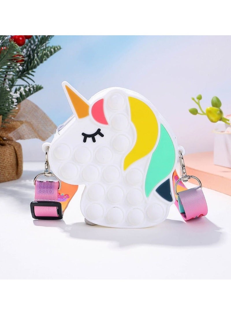 محفظة بوب إت على شكل وحيد القرن لطيفة مضادة للتوتر للبالغين والأطفال في العطلات من السيليكون هدية حقيبة ألعاب كروس للأطفال - Image 1