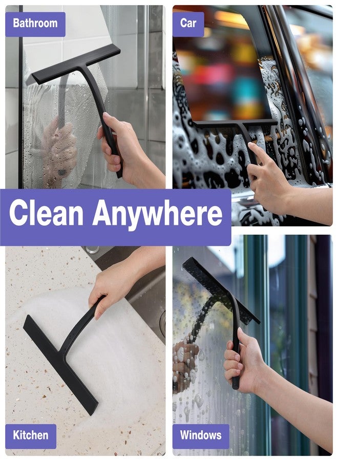 Kincmax All-Purpose Shower Squeegee - Stainless Steel Silicone Bath Squeegee for Glass Doors - Window and Door Squeegee With Hook - Bathroom Kitchen - Medium Black - Image 5