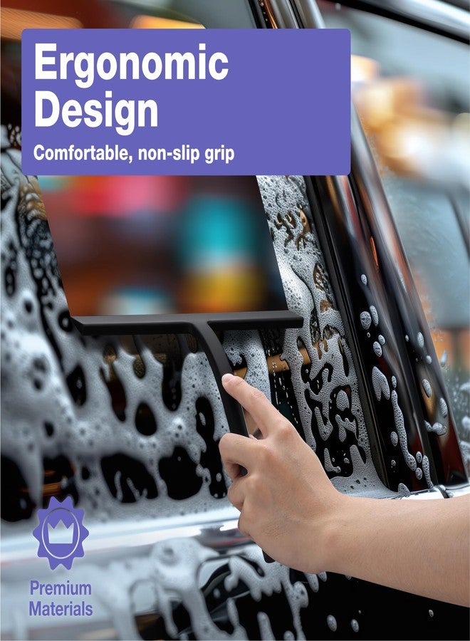 Kincmax All-Purpose Shower Squeegee - Stainless Steel Silicone Bath Squeegee for Glass Doors - Window and Door Squeegee With Hook - Bathroom Kitchen - Medium Black - Image 4