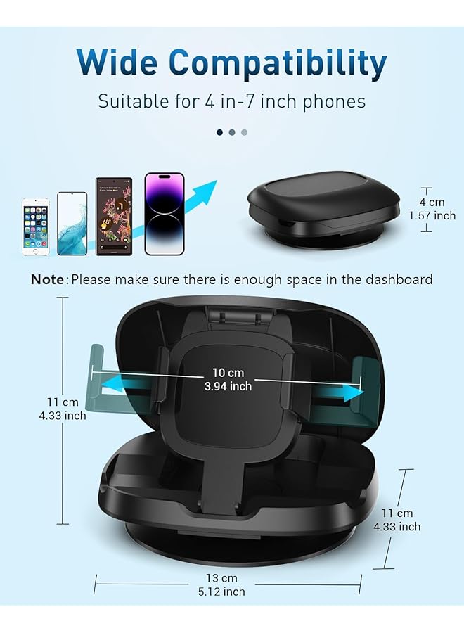 KASTWAVE Cell Phone Holder For Car, 360° Rotatable, Compatible With Iphone Samsung Android Smartphones, Dashboard Mount - Image 4